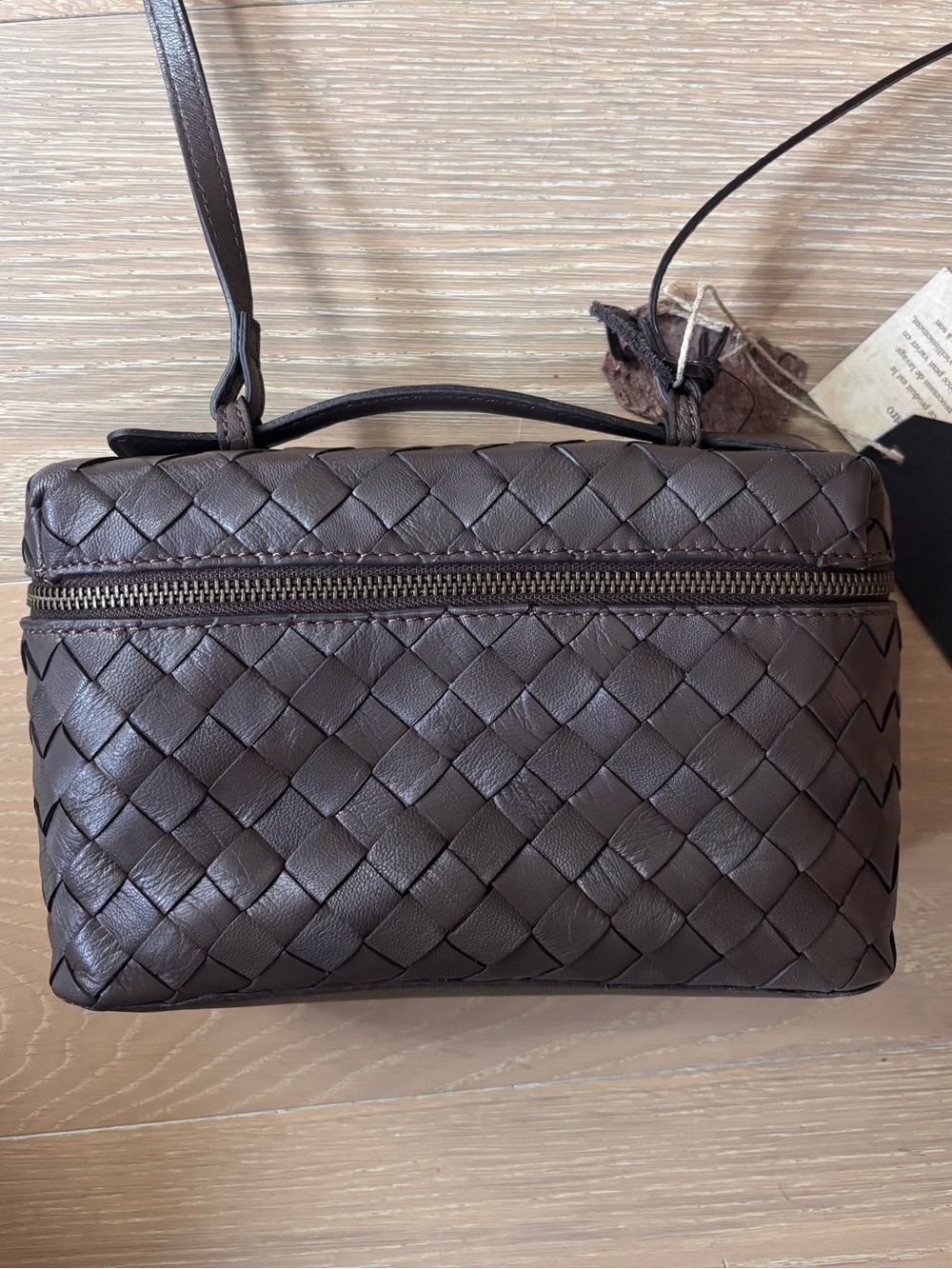 NWT Genuine Leather Woven Bag Bottega Inspired - Picture 1 of 5